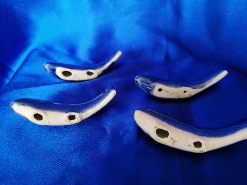 4 x Blue Ceramic Carp or Koi Fish Figures