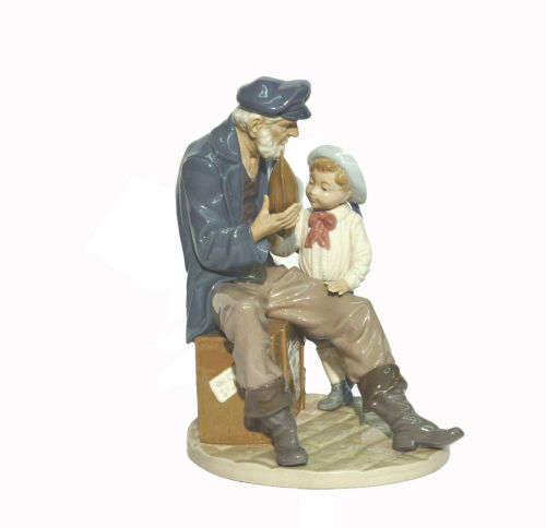 Lladro 5207 A Tall Yarn Old Captain, Boy and Boat porcelain
