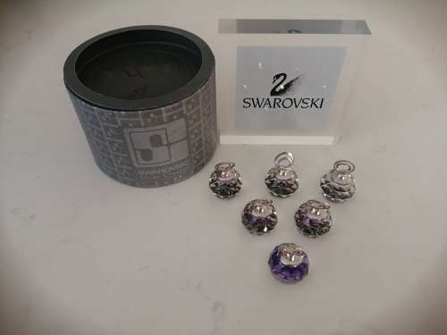 Swarovski Crystal Set of 6 Place Card Holders Helio Purple / Blue Color #