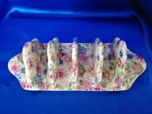 Vintage Royal Winton `Kew` Chintz 5 Bar Toast Rack c1945