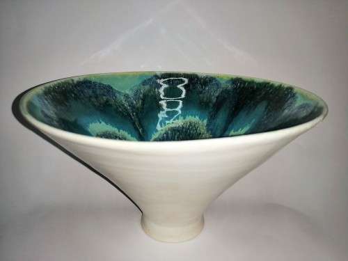 Vibrant Blues and Green Pottery bowl made in S Africa