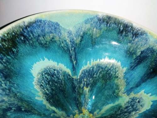 Vibrant Blues and Green Pottery bowl made in S Africa