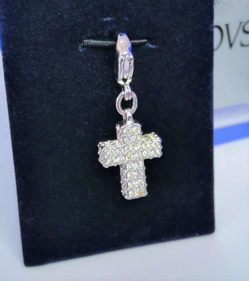 Genuine Swarovski Charm Bracelet Clip On Charm -  Crystal Cross.   #