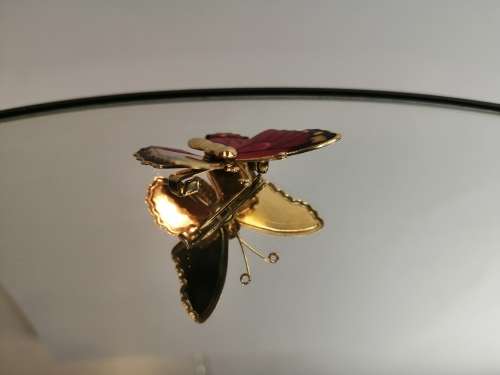 Beautiful Vintage Red Color Enamel Butterfly Brooch
