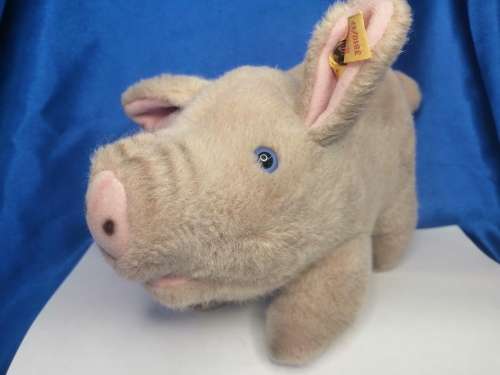 Vintage Large Steiff Jolanthe Blue Eyed Pig Plush #3810/17 #