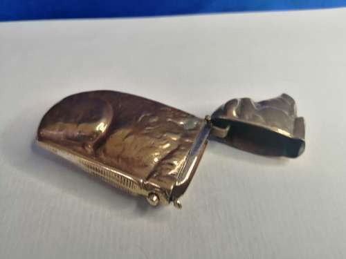 PIG BOAR BRASS COPPER VINTAGE chatelaine VESTA MATCH CASE#