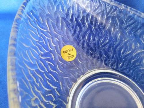 Two Vintage clear textured pressed glass avocardo dishes, Made in Poland #