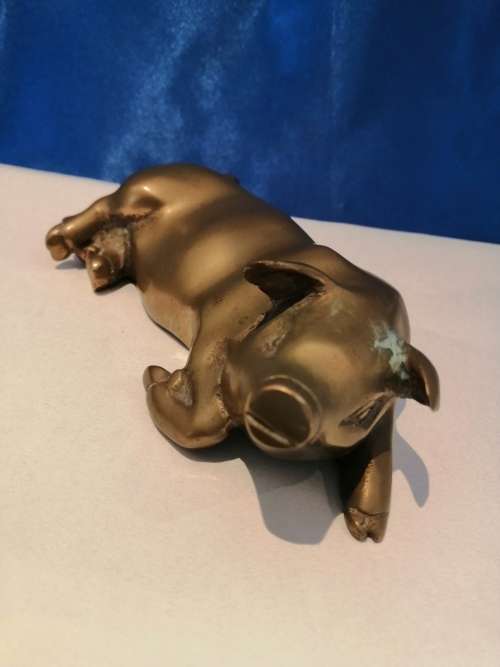 Vintage Large Brass Pig Ornament PIG Farming, Butcher, Charcuterie Interest  #