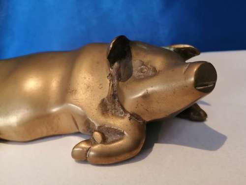 Vintage Large Brass Pig Ornament PIG Farming, Butcher, Charcuterie Interest  #