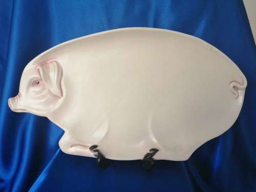 RARE Vintage Large ZETA BASSANO Italy Pottery PIG HOG Serving PLATTER TRAY Dish Plate #
