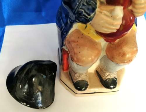 19th Century  Toby Jug with Hat Lid Hand Painted Height 25cm