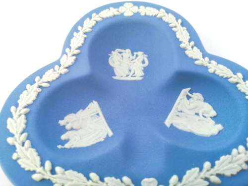 Vintage Wedgwood Jasper Blue Clover Dish  #