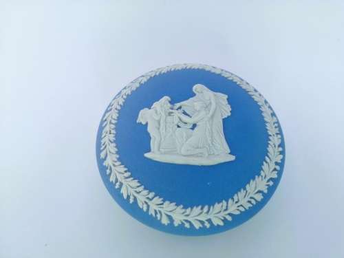 Vintage Wedgwood Jasper Blue Pot Dish with Lid  #