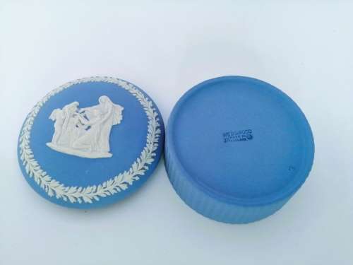 Vintage Wedgwood Jasper Blue Pot Dish with Lid  #