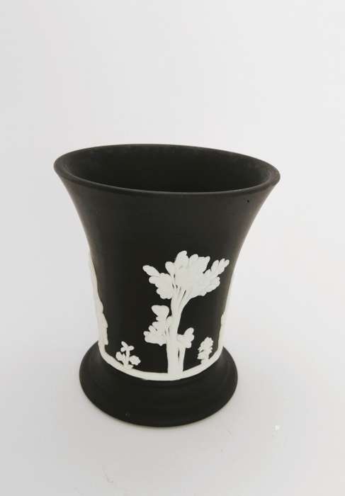 Vintage Wedgwood Jasper Basalt Black Vase  #