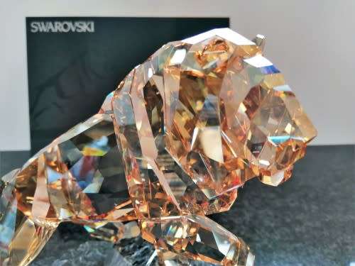 Swarovski Crystal Large and Heavy Soulmates Lion Stunning Golden Shadow