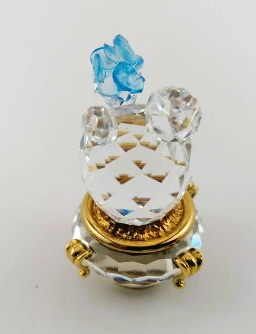 Swarovski Crystal Memories Blue Cactus Plant Gold Plated