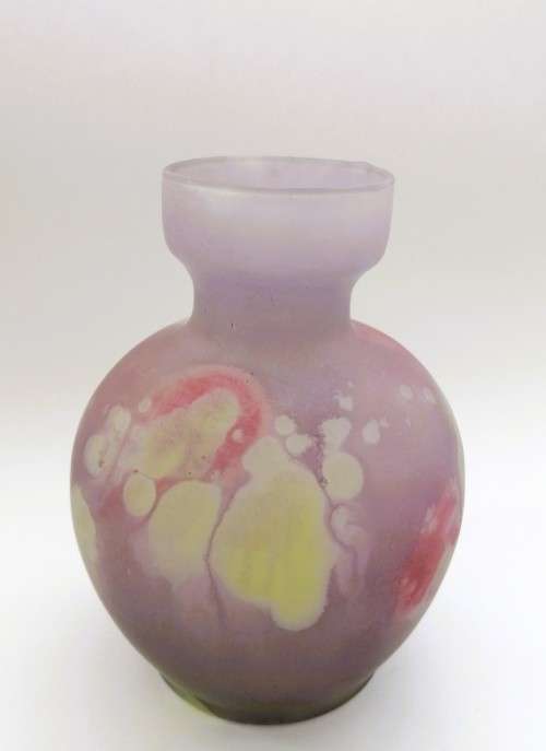 VINTAGE ISRAELI HAND-PAINTED ART GLASS VASE ISRAEL REUVEN GLASS