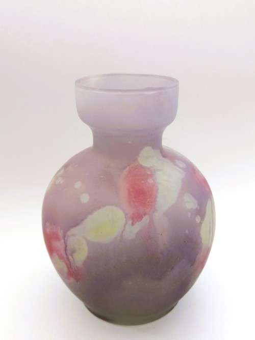 VINTAGE ISRAELI HAND-PAINTED ART GLASS VASE ISRAEL REUVEN GLASS