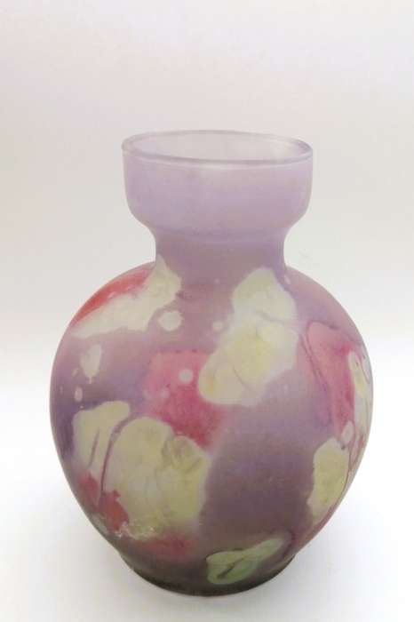 VINTAGE ISRAELI HAND-PAINTED ART GLASS VASE ISRAEL REUVEN GLASS