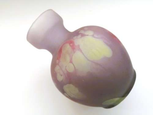 VINTAGE ISRAELI HAND-PAINTED ART GLASS VASE ISRAEL REUVEN GLASS
