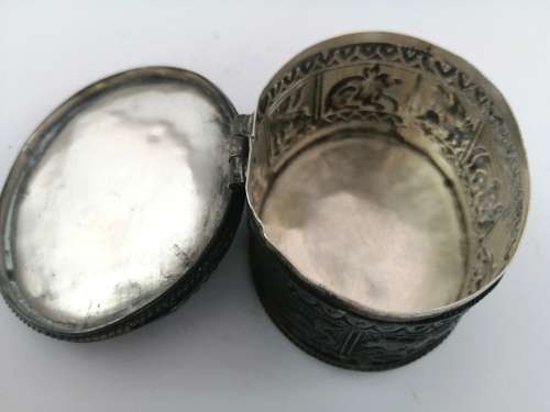 Vintage Indian Metal Stone Trinket Box