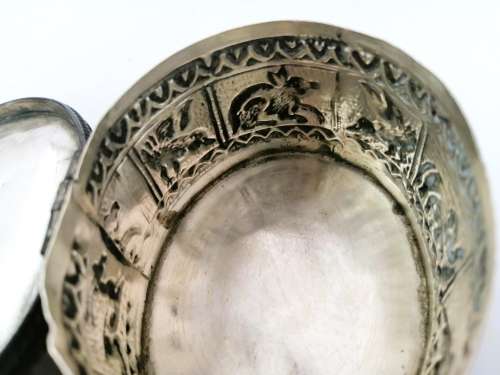 Vintage Indian Metal Stone Trinket Box