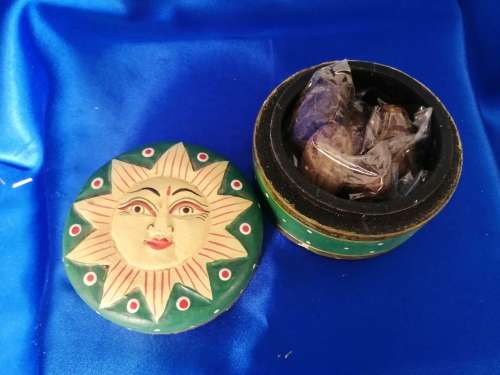 Vintage Celestial Trinket Box, 90s wooden sun jewellery holder
