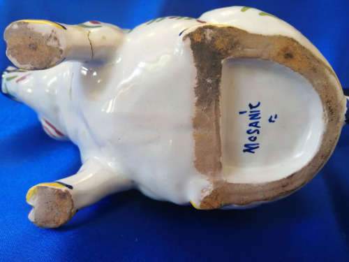 Mosinic French Faience Pig Flower Frog Antique France *
