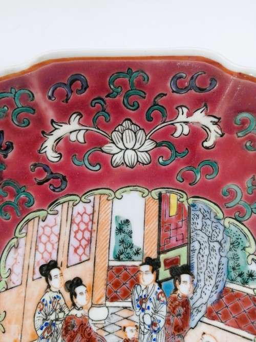 Pink famille rose Chinese plate