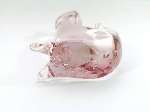 Hand Crafted Pink Glass Cat