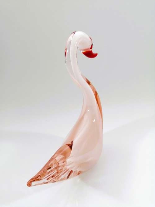 Murano Art Glass Stunning Large Pink Duck Goose Bird