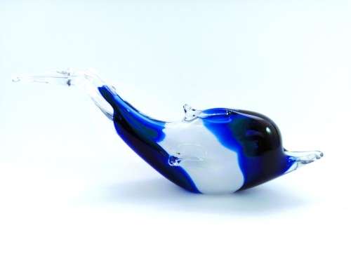 MID-CENTURY MURANO ART GLASS SWIMMING DOLPHIN FIGURINE
