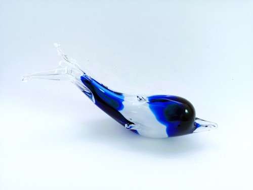 MID-CENTURY MURANO ART GLASS SWIMMING DOLPHIN FIGURINE