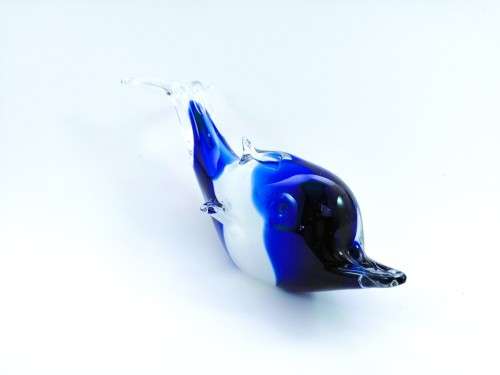 MID-CENTURY MURANO ART GLASS SWIMMING DOLPHIN FIGURINE