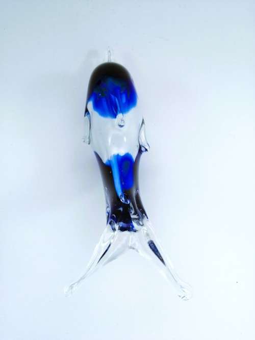 MID-CENTURY MURANO ART GLASS SWIMMING DOLPHIN FIGURINE