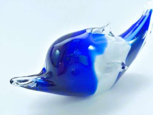 MID-CENTURY MURANO ART GLASS SWIMMING DOLPHIN FIGURINE
