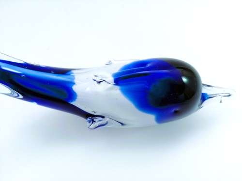 MID-CENTURY MURANO ART GLASS SWIMMING DOLPHIN FIGURINE