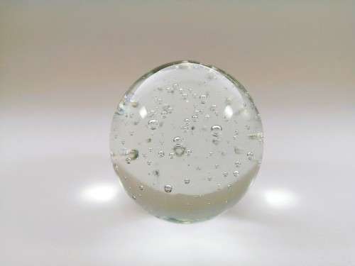 Stunning Round Clear Paperweight with Bubbles