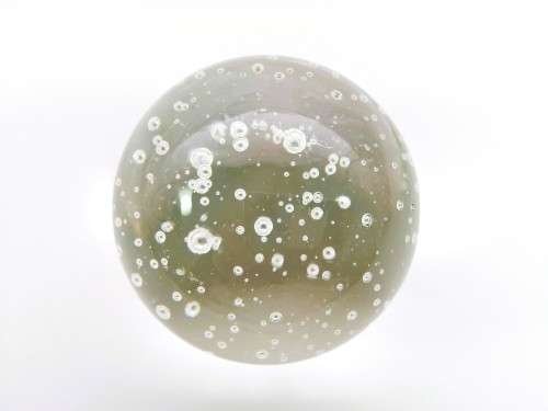 Stunning Round Clear Paperweight with Bubbles