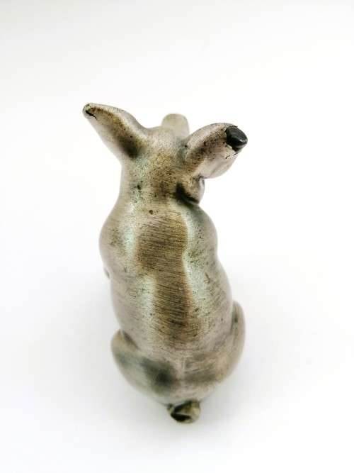Silver Metal solid heavy sitting Pig