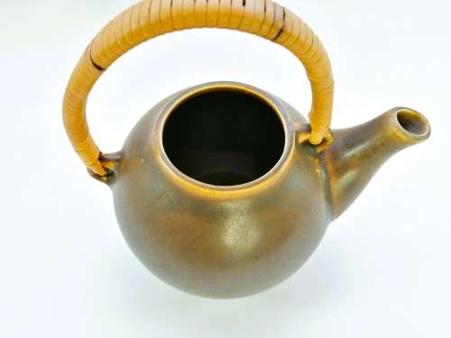 Iconic Ulla Procopé Large Brown Ceramic Teapot GA1, Arabia Finland, 1960s