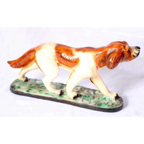 Large Art-Deco style chalkware figure of dog