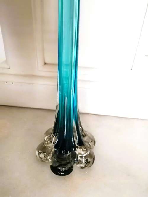1920s Art Deco Turquoise Glass Vase 41cm tall