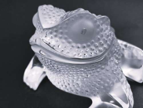 Lalique clear and frosted crystal `Gregoire` toad figurine, No.11640, designed by Marc Lalique