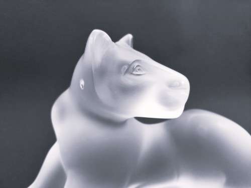 Lalique frosted crystal recumbent Simba Lioness figurine, signed Lalique France
