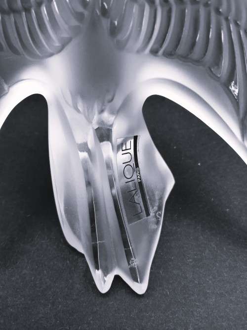 Vintage Lalique France Sculpture Martinet Siffleur - Motif Swallow Chirping
