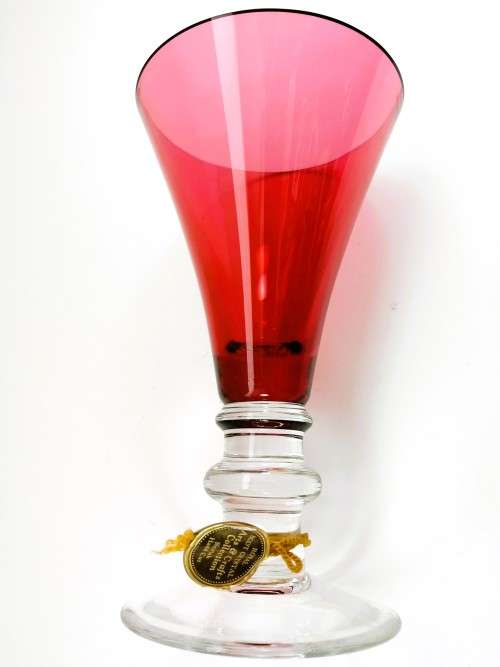 Royal Scot Crystal Arts and Crafts Collection Large Ruby Red Wine Goblet