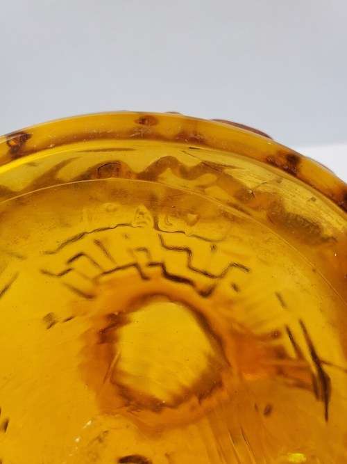 Vintage Italian Amber Glass Pitcher - Vintage Retro Italian Textured Amber Glass Jug