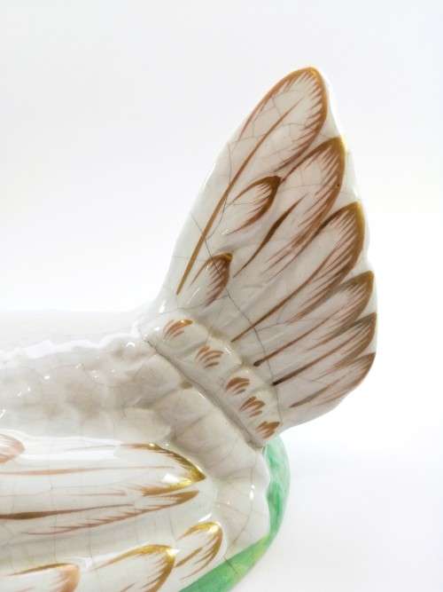 Staffordshire Pottery Hen Chicken on Nest egg tureen and cover Gold Gilt Antique c 1870 RARE